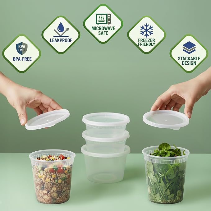 120 Sets Plastic Deli Containers - 8oz - Image 3