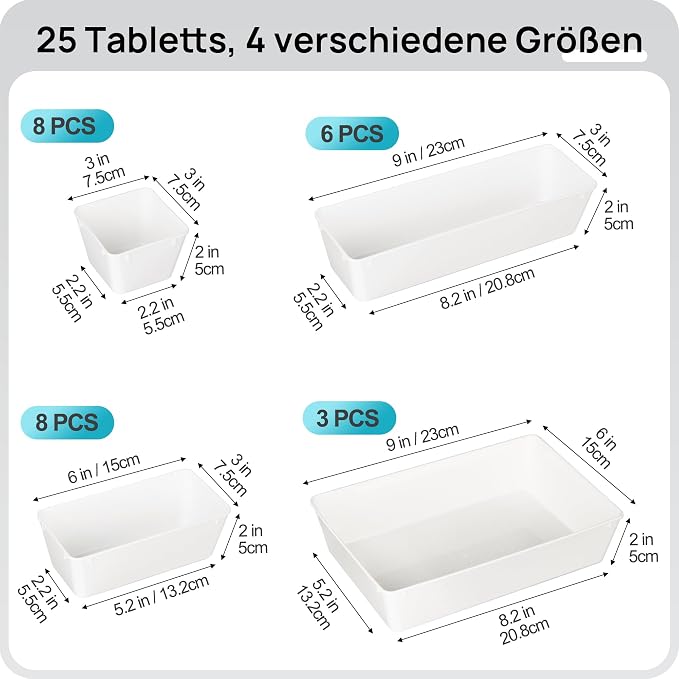 Vtopmart 25 Pack Plastic Drawer Organizers - Image 2