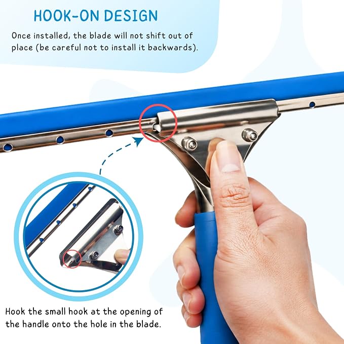 Window Squeegee with Scrubber for Home and Outdoor Glasses Cleaning, 6 Ft Long - Image 3
