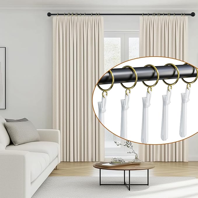 1.25 Inch Curtain Rings with Hooks, 24 Pack Gold Metal Drapery Rings with Pins - Image 4