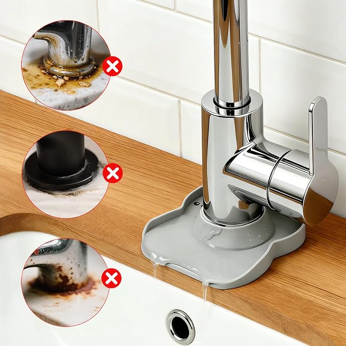 Silicone Faucet Mat for Kitchen Tap Compact Sink Splash Guard Protectors Behind - Image 4