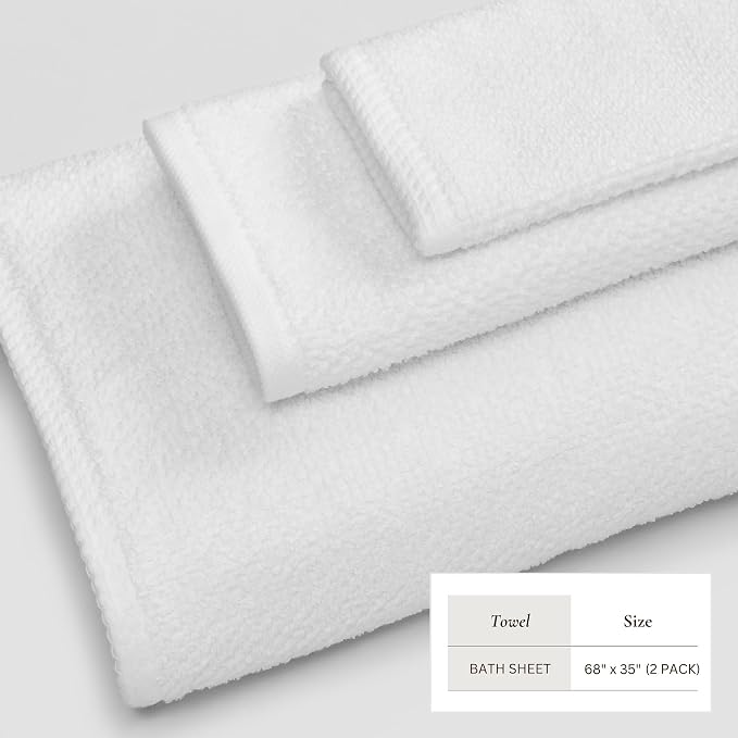 Great Bay Home 100% Cotton Oversized 2 Pack 68x35 Extra Large Towel Set - Image 4