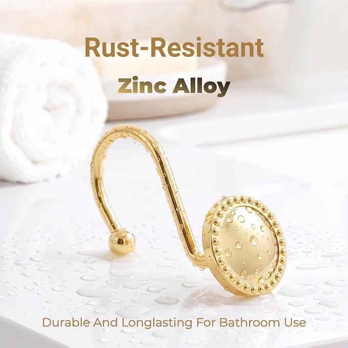 Shower Curtain Hooks, Rust-Resistant Decorative Rings, Smooth Glide, Circular - Image 5