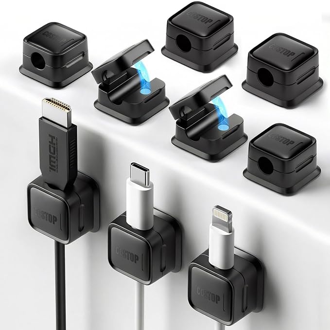 9 Pack Cord Organizer, Magnetic Cable Clips, Under Desk Management, Strong by Costop