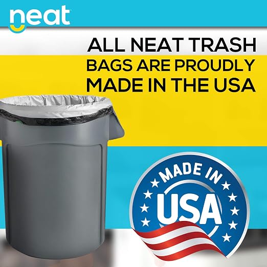 Neat 13 Gallon Drawstring Trash Bags 24" x 25" 200 Count Black & White - Image 8
