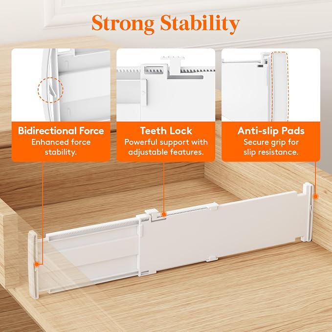 Lifewit 5 Pack 4" High Drawer Dividers, Adjustable Drawer Organizer Clothes | - Image 4