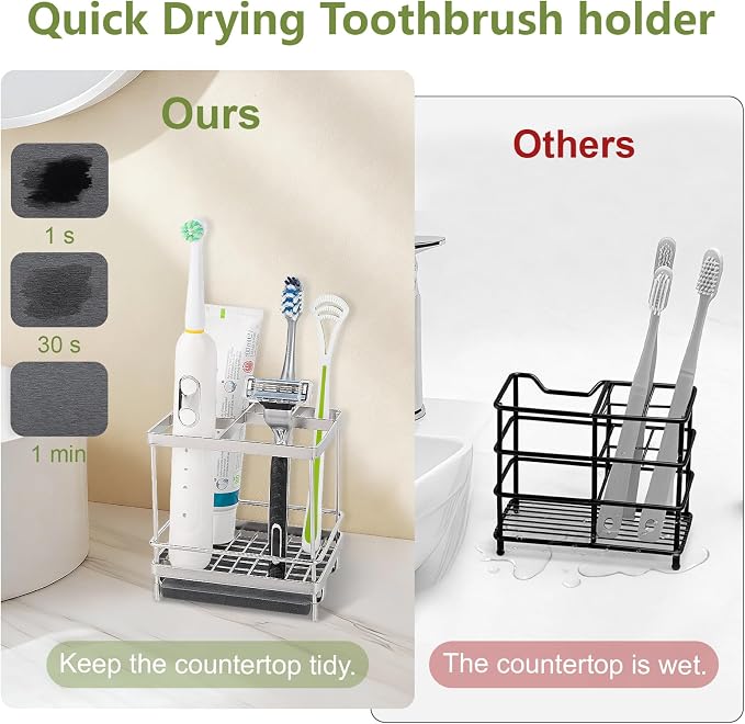 Electric Toothbrush Holders for Bathrooms Toothpaste Organizer, Sliver | Carbon - Image 3
