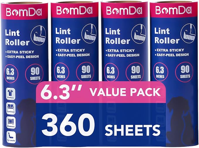 Extra Sticky Large Surface Lint Roller, 6.3''Wide Roller by BomDa