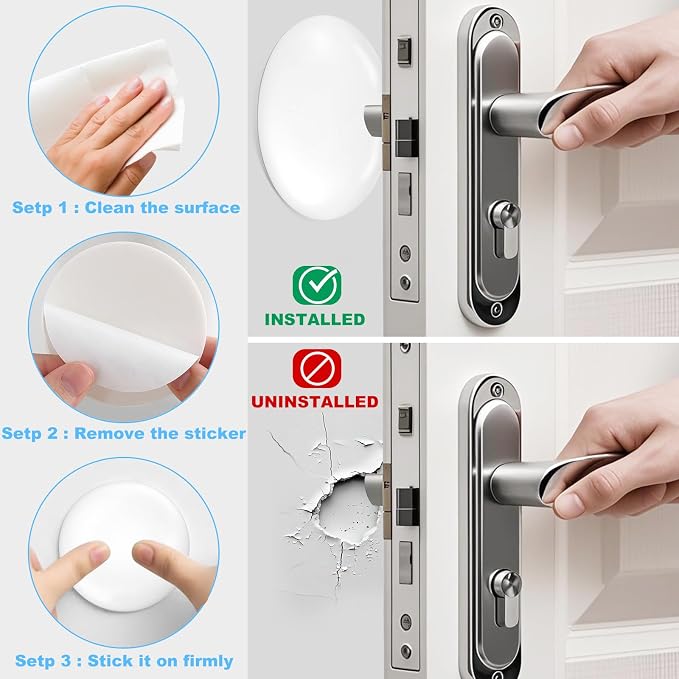 JZWBLILY Door Stoppers for Wall, Door Knob Wall Protector 3.15", Self Adhesive - Image 3
