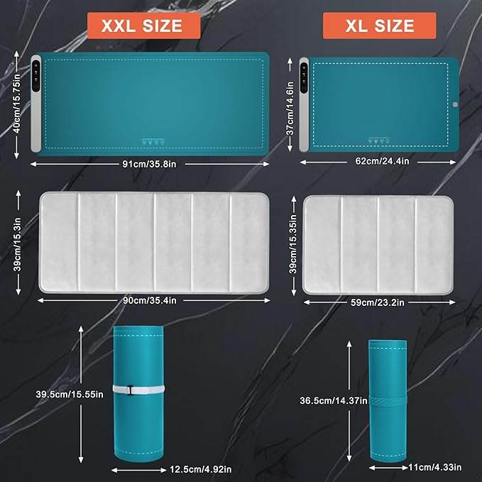 FYY Warming Mat for Food with Heat Resistant Pad, Prevent Countertop Cracks, Keep Meal Warm, Rapid and Full Surface Heating, 6 Temp Settings, 6H Timer, Rollable Portable Food Warmer Mat Dark Green