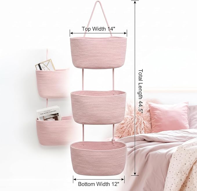 Hanging Basket, Over Door Organizer, 3 -Tier Wall Basket - Image 8