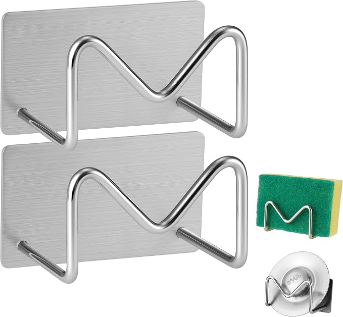 Luckyiren 2-Pack Stainless Steel Sponge Holder, Kitchen Sink Caddy Organizer by Luckyiren
