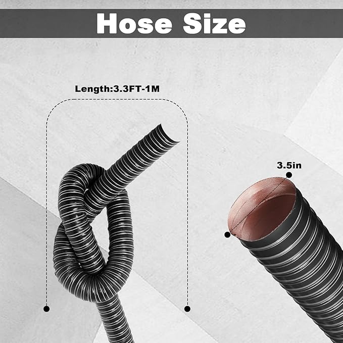 NOWBALL 3.5in Automotive Air Duct Hose, Length 1 Meter-3.3ft, 3.5" Silicone Flexible Cooling Ducting, 89mm High Heat Brake Exhaust Hose for Car, Garage, Dryer Air System Black
