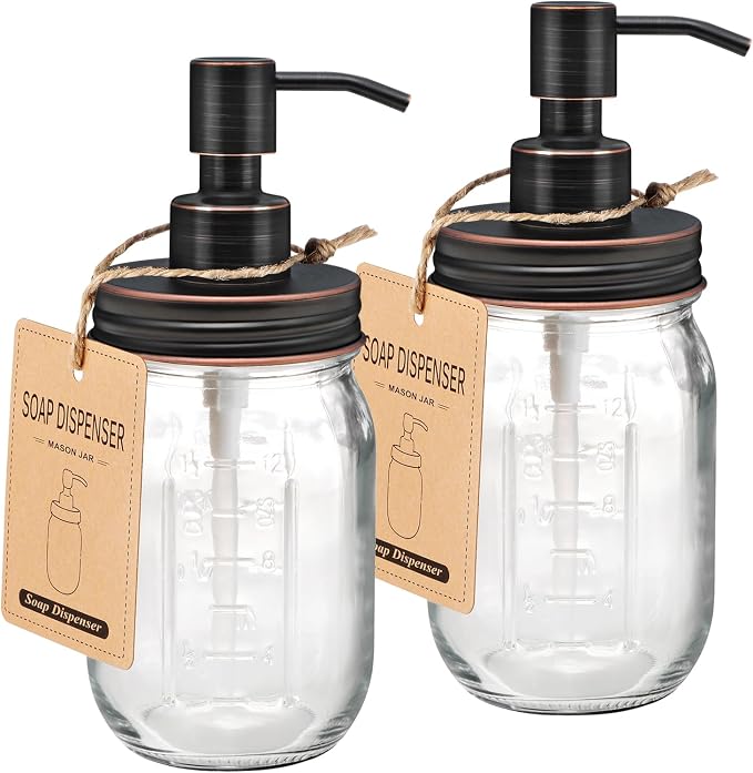 Amolliar Mason Jar Liquid Lotion Soap Dispenser, Oil Rubbed Bronze 2 Pack | by Amolliar