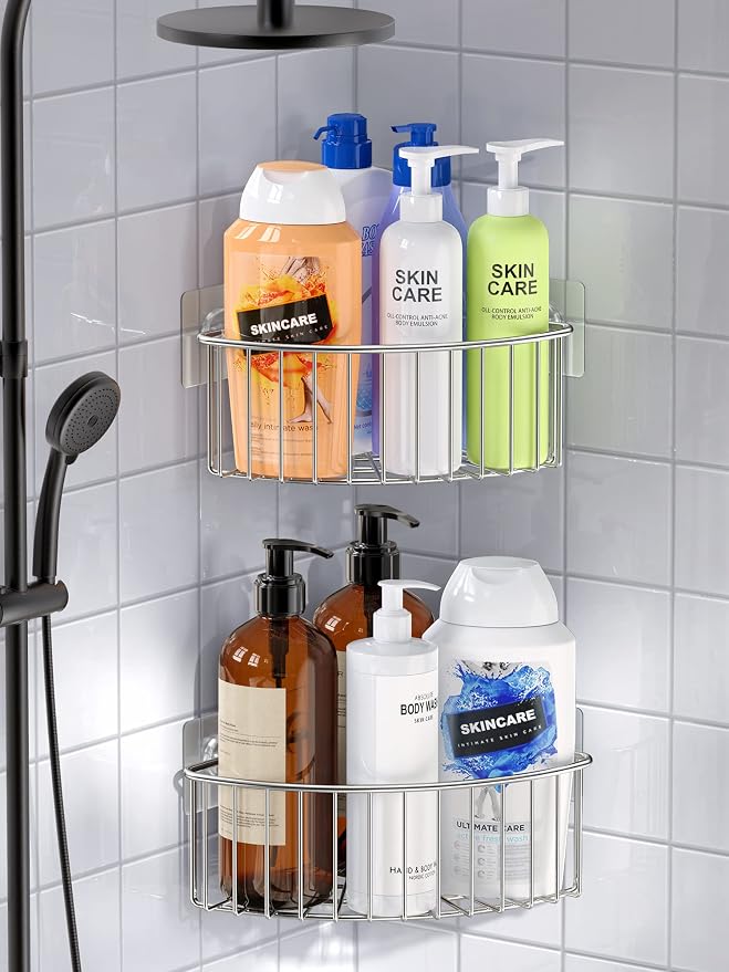 SMARTAKE 2-Pack Corner Shower Caddy Deep Basket, SUS304 Stainless Steel - Image 6