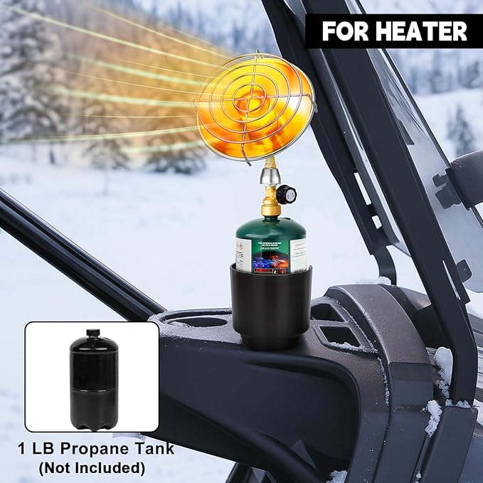 2 Pack Universal Golf Cart Cup Holder for 1 lb Portable Propane Heater, Fits 18-40 oz Water Bottles, Anti-Tip Design, Compatible with Yamaha, EZGO, and Club Car, Outdoor Essential Accessory, Black