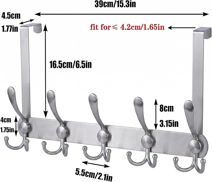 Over The Door Hooks, Heavy Duty Door Hanger - Image 2