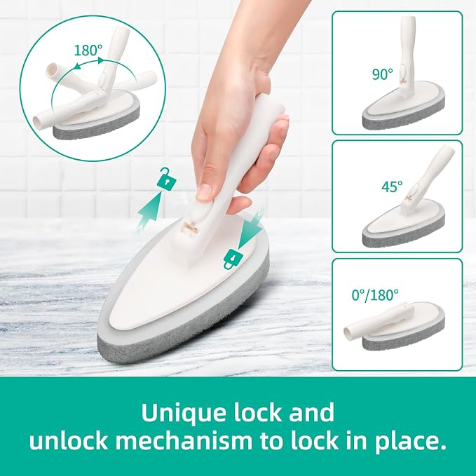 Qaestfy 4-in-1 Tub and Tile Shower Scrubber, Soft & Stiff Bristles Bathroom - Image 4