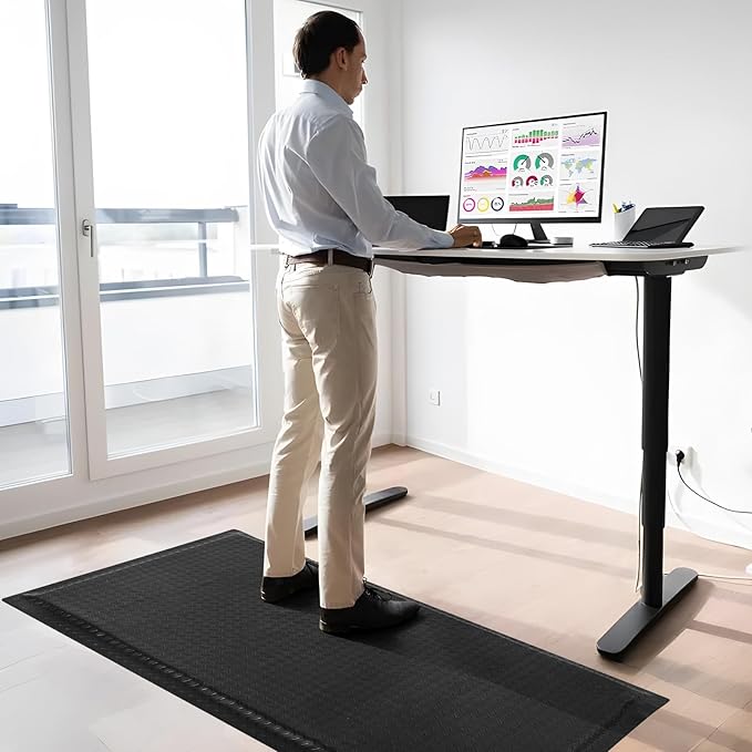 Nisorpa Anti Fatigue Mats Industrial 3' x 5' Ergonomic Standing Mat 15/16" Extra Thick Cushioned Shop Floor Mats Kitchen Mats Heavy Duty Commercial Diamond Plate Support for Leg & Back Pain, Black