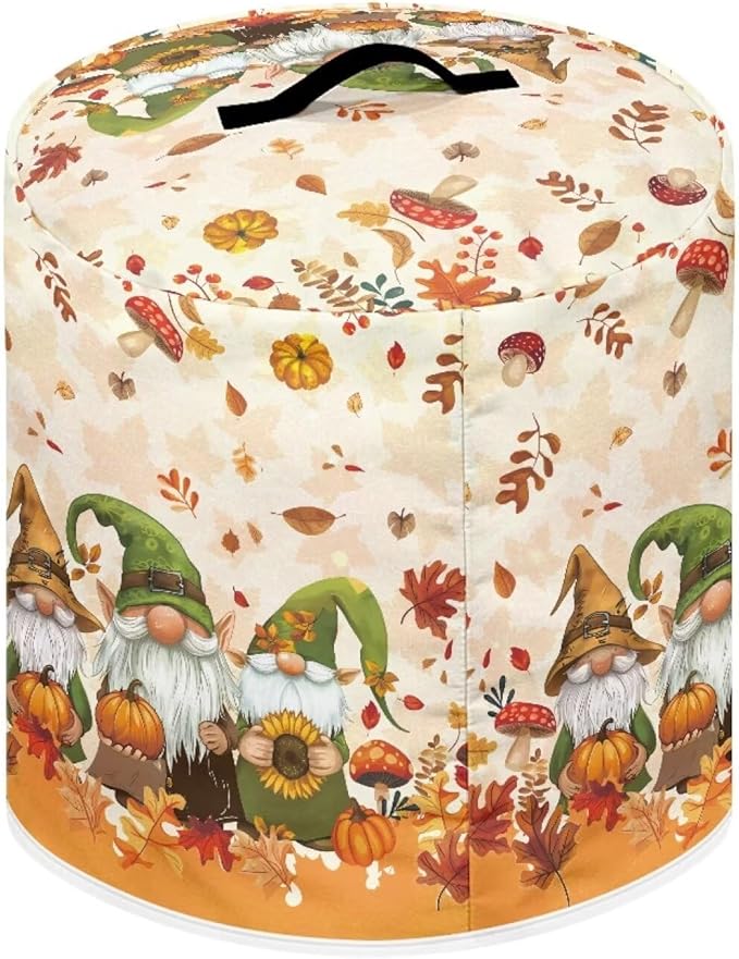 Insulated Pressure Cooker Cover Rice Cooker, Air Fryer and Crock Pot, 6 Qt Dust Cover with Pocket Thanksgiving Day Decor Gnome Maple Leaf