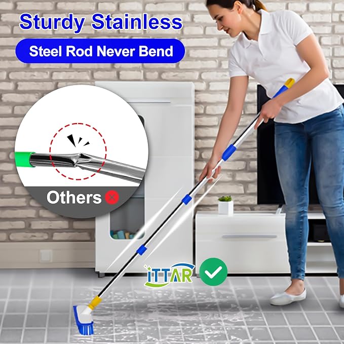 ITTAR 55" Extendable Floor Scrub Brush, Restaurant, Patio & Garage Cleaning - Image 7