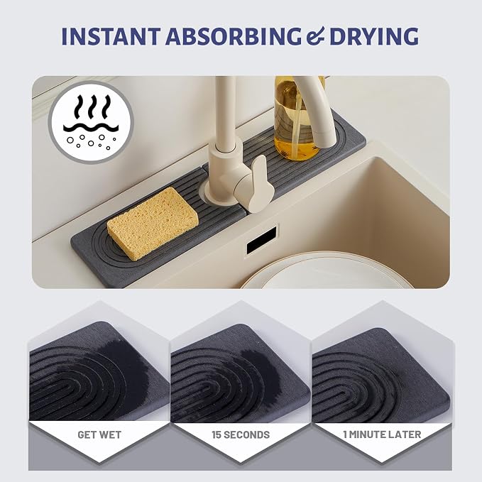 20in Fast Drying Stone Faucet Mat - Image 3