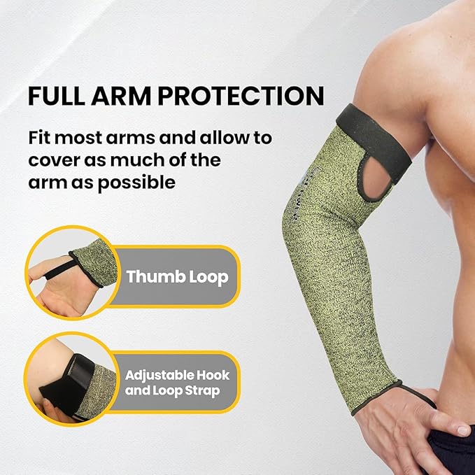Schwer 10 Pairs CORE Arm Protection Sleeves S081, ANSI A5 Cut Resistant Sleeves with Thumbhole, Non-PFAS Flame Resistant Welding Sleeve for Work Kitchen, Farmer Sleeve for Gardening Arm Guards