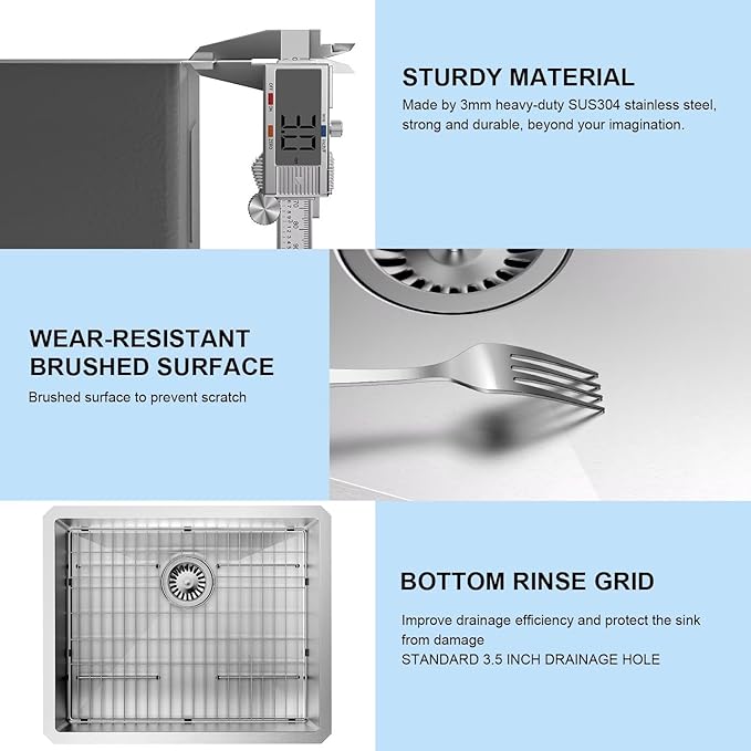 15-Inch Drop in Kitchen Sink Handmade Topmount 16 Gauge 304 Stainless Steel Single Bowl Kitchen Workstation Sink in 10-inch-Depth 15"x15"x10"