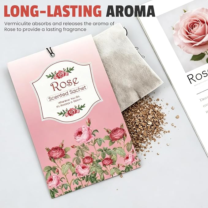FURWEY 16 Packs Rose Scented Sachets, Long Lasting Sachet Bag - Image 4