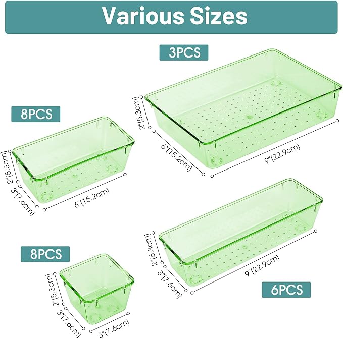 25 PCS Plastic Drawer Organizer Set, Makeup Organizers and Storage Bins | 4 - Image 2
