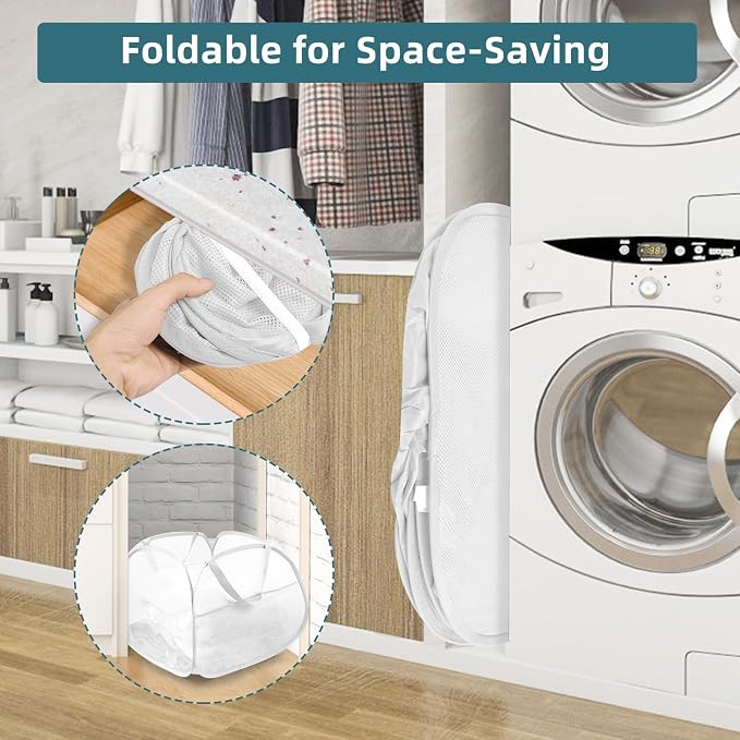 2 Pack Collapsible Laundry Baskets, 90L Large Foldable Laundry Basket, Durable - Image 3