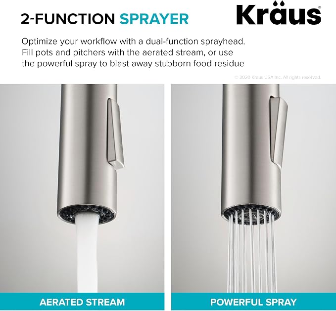 KRAUS Oletto High-Arc Single Handle Pull-Down Kitchen Faucet in Brushed Brass - Image 7