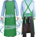 Waterproof Rubber Apron, 43" Anti-Tear Heavy Duty Vinyl Adjustable Thicker Cross Back Dishwasher Apron for Restaurant Dishwashing, Butcher, Lab Work, Dog Grooming Green