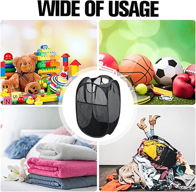AQQA 9 Pcs Mesh Popup Laundry Hamper Set, Durable Handles, Sturdy Mesh - Image 6