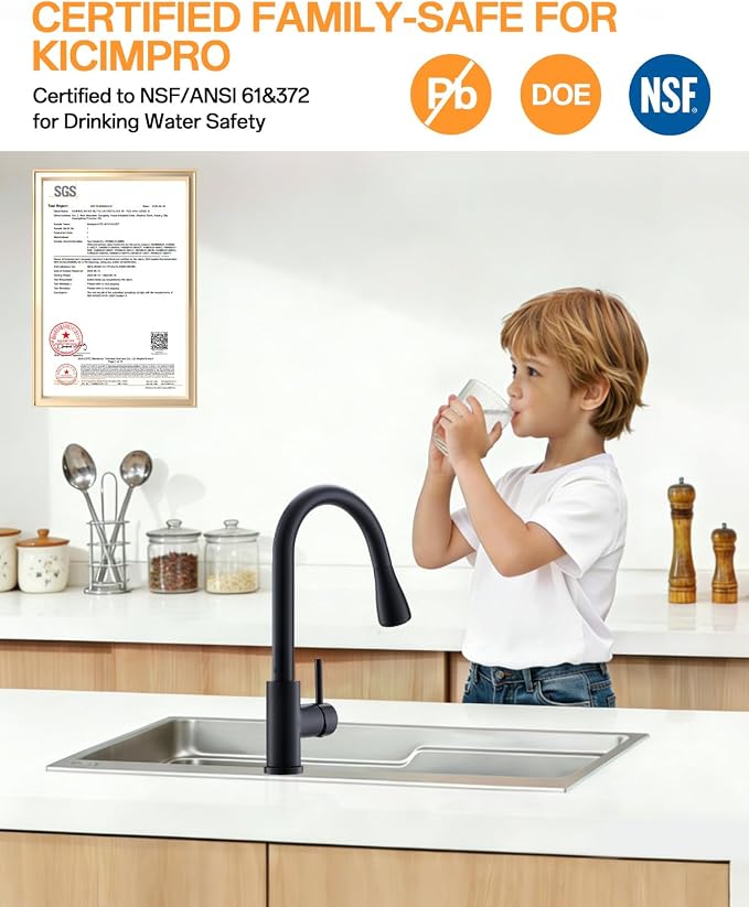Kitchen Faucet with Pull Down sparyer, Leak Proof, Matte Black | 304 Stainless - Image 3
