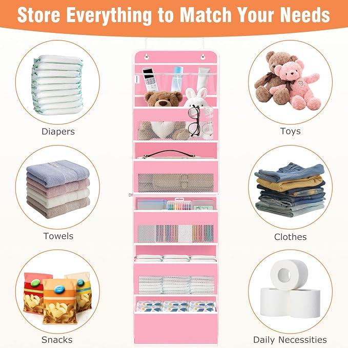 Over The Door Organizer Storage Large Capacity Hanging Bedroom Storage | 6 - Image 6