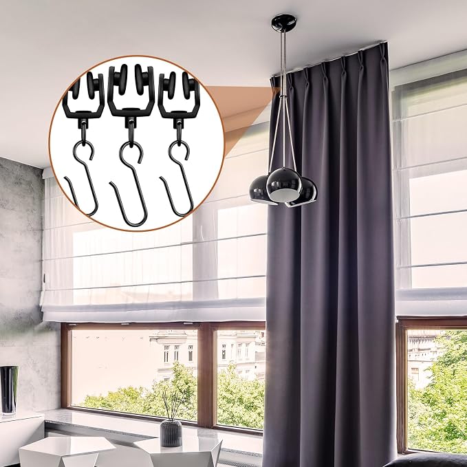 Jetec 120 Pcs Curtain Track Hooks Rollers Ceiling Mount S Hooks, Straight - Image 6