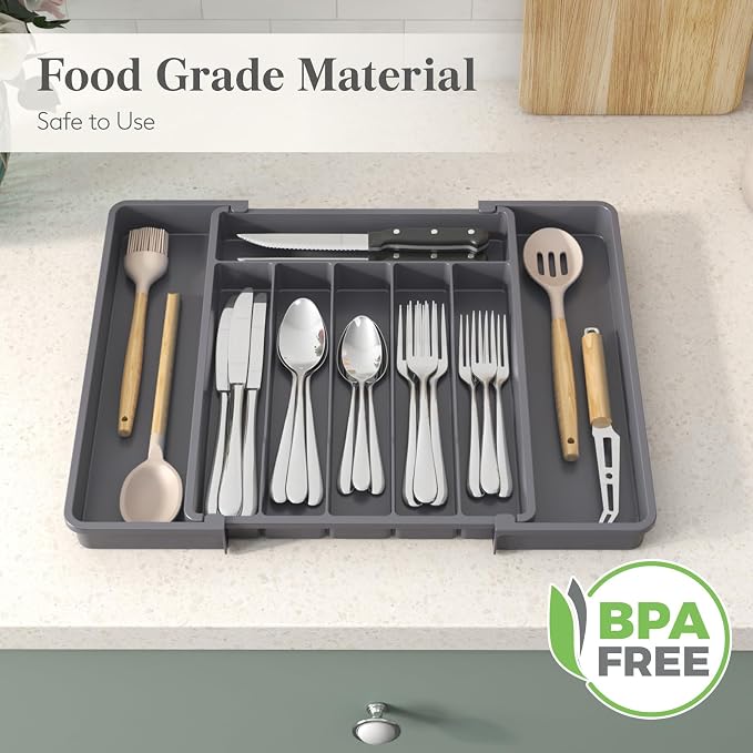 Lifewit Expandable Silverware Drawer Organizer, Kitchen Utensil Tray | BPA-free - Image 7