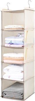 BOOMIBOO Hanging Closet Organize and Shelves, 5-Hanging Shelf （Beige） | Dorm by BOOMIBOO
