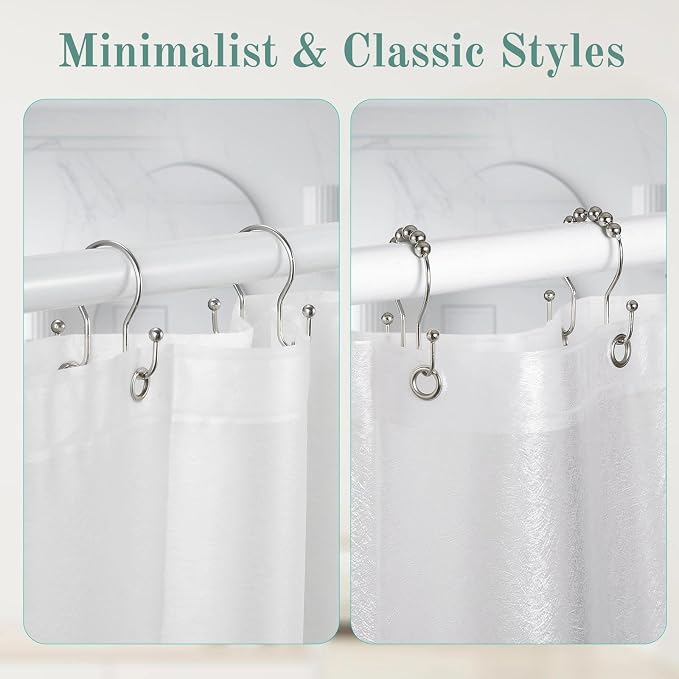 Shower Curtain Hooks, Stainless Steel Shower Curtain Hangers, Metal Shower - Image 6