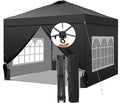 Saemoza 10x10 Pop Up Canopy Tent with One Push Setup, Portable Sun Shade Tent, Instant Easy Up Canopy with 4-Sidewalls & Handbag, Outdoor Fldable Gazebo with Vent Top, Black.