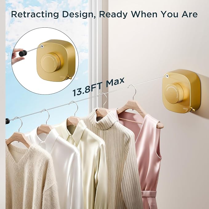 FORIOUS 13.8 Ft Retractable Clothesline, Non-Sagging - Image 3