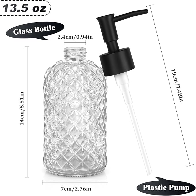 1 Pack 13.5oz Glass Soap Dispenser - Image 2