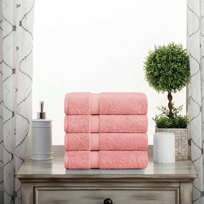 SUPERIOR Egyptian Cotton Plush & Absorbent, Hand Towel Set of 4, Tea Rose | - Image 2