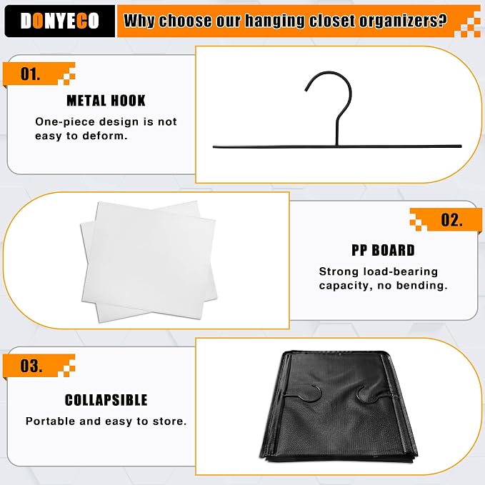 Hanging Closet Organizer 4-Shelf, Oxford Fabric Wardrobe Storage, shoes & - Image 6