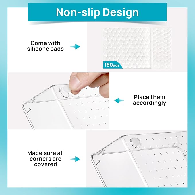 Vtopmart 28 Pack Clear Drawer Organizer Bins, 4 Sizes Storage Trays | Clear - Image 7