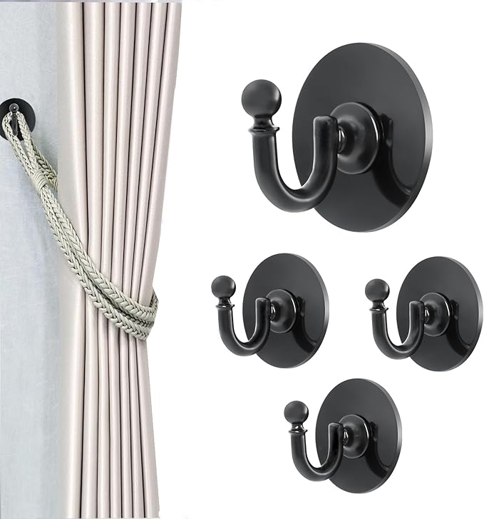Curtain Holdbacks, U Shaped Adhesive Curtain Hooks, by Jiamekju