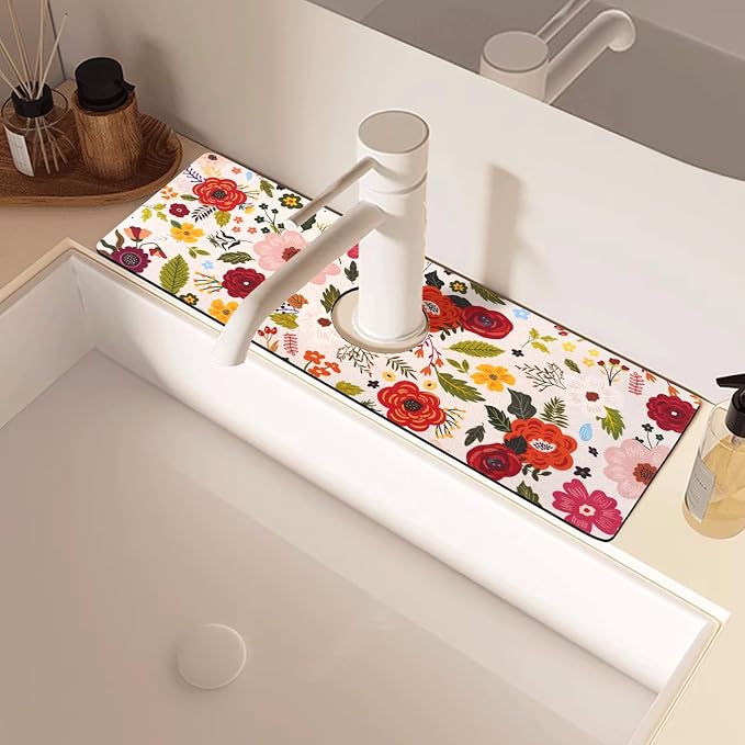 Sink Faucet Absorbing Mat, 2 Pack Drying Mat Around Faucet Sink Splash Guard - Image 6