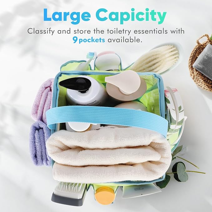 EUDELE Mesh Shower Caddy Portable, 8-Pocket Large Capacity, Quick Dry, Easy - Image 4