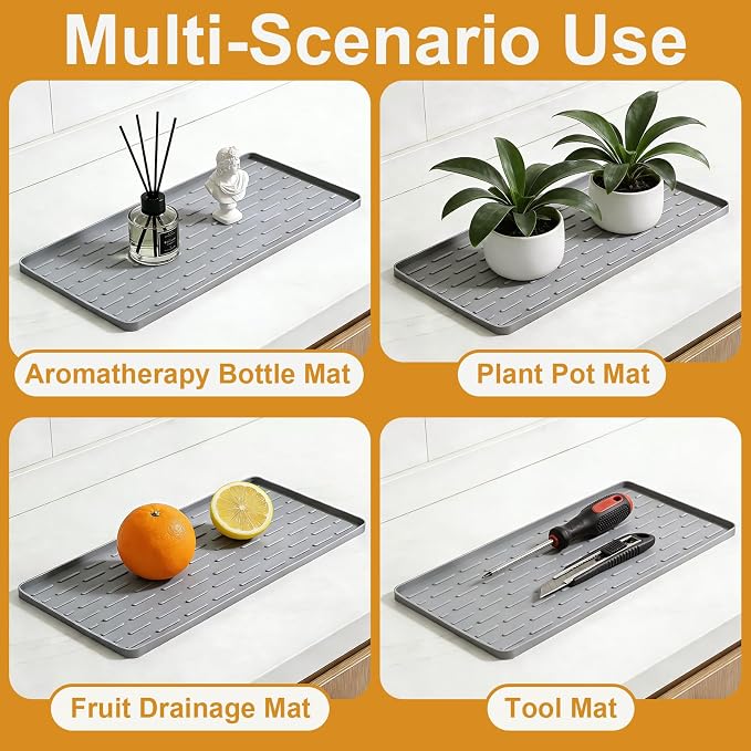 Silicone Coffee Mat 16 x 7 in Classic Grey | Coffee bar mat - Image 4